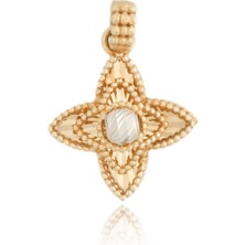 Berk Mücevherat 14 Ayar Altın Firuze Taşlı Yonca Figürlü Kolye Ucu