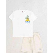Queen Kids Queenkids Erkek Çocuk 7568 Keten Cepli Takım Beyaz