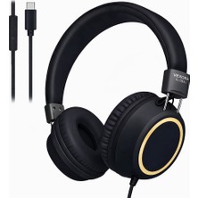 VEXORA GLOBAL Type-C Kablolu Kulaklık, Mikrofonlu, Yumuşak Kulak Pedli, Ayarlanabilir Başlık, Katlanabilir Tasarım, Tablet Laptop Telefon Pc ile Uyumlu, Çocuk ve Yetişkin Için Kulaklık, Mavi-Mor