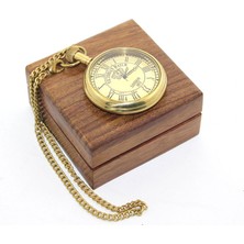 Ergün Collection Ahşap Kutulu Pirinç Köstekli Saat Model 9