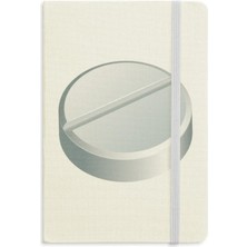 Braventa Collection Sağlık Bakım Ürünleri Beyaz Hap Desenli Defter Kumaş Sert Kapak Klasik Günlük A5 A5 (144 x 210 Mm) Ç