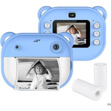 Braventa Collection Çocuklar Için Termal Baskılı Dijital Fotoğraf Makinesi - Anında Fotoğraf Çıktısı Alan Mavi Çocuk Kam