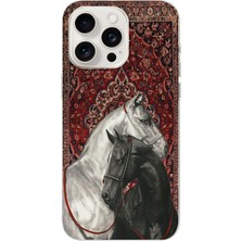 Braventa Collection Manitoba iPhone 16 Pro ile Uyumlu Atlar Tasarımlı Baskılı Şeffaf Telefon Kılıfı