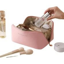 Braventa Collection Streak Seyahat Makyaj Kozmetik Çantası Taşınabilir Çanta Organizatörü Çok Fonksiyonlu Kahverengi