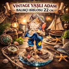 Vintage Balıkçı Adam Biblosu 22 cm – Deniz Temalı Dekoratif Büyük Boy Balıkçı Figürü
