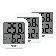 Braventa Collection Vıt 3'lü Iç Mekan Dijital Isı ve Nem Ölçer Beyaz Termometre WVT17-02 Thermometer