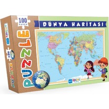 Ergün Collection Blue Focus Dünya Haritası - Puzzle 100 Parça
