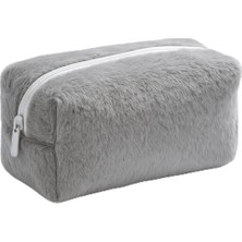 Braventa Collection Peluş Yumuşacık Makyaj Çantası - Kozmetik Organizeri (Gri)