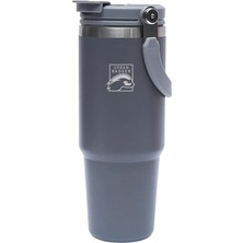 Braventa Collection Gizli Pipetli Gri Çelik Termos 900 Ml, Dayanıklı Kamp Ekipmanları, Kamp Aksesuarları, Açık Hava Spor