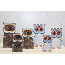 Ergün Collection Ahşap 3'lü Baykuş Seti 30 cm
