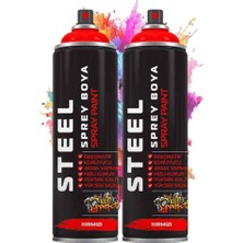 Braventa Collection Kırmızı Sprey 200 ml 2 Adet Hızlı Kuruyan Profesyonel Plastik Demir Metal Cam Porselen Duvar Renkli