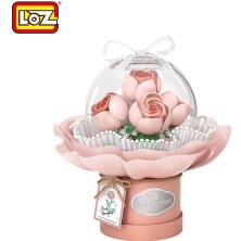 Ergün Collection LZ-1298 Loz Ledli Pembe Gül Buketi 285 Parça Block Oyuncak