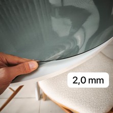 İzen Yuvarlak 2,0 mm Buzlu Siyah Şeffaf Pvc Masa Örtüsü Kalın Kaymaz Koruyucu Esnek Mika Asetat Muşamba
