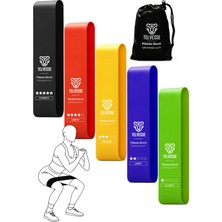 Braventa Collection 5’li Çantalı Pilates Direnç Bandı Seti | Egzersiz Squat Aerobik Için Kapalı Uç Loop Lastik Mixed