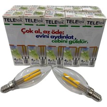 Teletek E14 Duy Filament LED Ampul 4W - 10'lu Avantaj Paketi - 3000K Günışığı