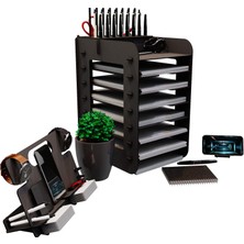 Braventa Collection Kuk Robinia A4 Evrak Rafı Ofis Masaüstü Organizer Set (Siyah)