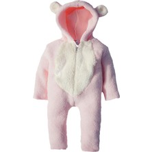 Braventa Collection Kız Erkek Bebek ve Çocuk Patikli Kışlık Ayı Tulum (Pembe, 6 Ay)
