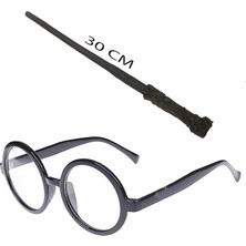 Ergün Collection Harry Potter Asası ve Siyah Çerçeveli Gözlük Seti