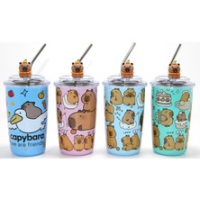 Ergün Collection Capybara Figürlü Isı Muhafazalı Metal Pipetli Paslanmaz Çelik Kupa