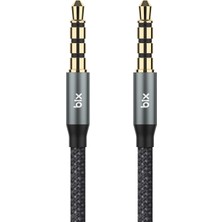 Braventa Collection BXAU3C Hi-Fi 3.5mm Örgülü Aux Ses Kablosu 24K Altın Kaplama, Araç Ses Sistemi, Tv, Hoparlör, Kulaklı