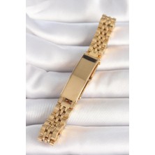 VeraGlobe Buğz 316L Çelik Gold Renk Zincir Künye Model Erkek Bileklik - Buğz