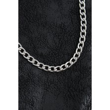 VeraGlobe Buğz 316L Çelik Kalın Klasik Zincir Model Gümüş Renk Erkek Kolye - Buğz