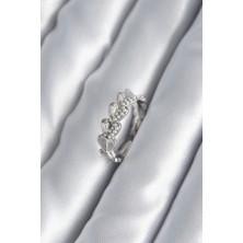 VeraGlobe Buğz Pirinç Gümüş Renk Kalp Model Inci Detay Kadın Yüzük