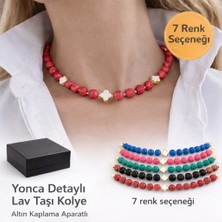 Sinem Şanlı Atelier Luna Yonca Detaylı Lav Taşı Choker Doğal Taş Kolye