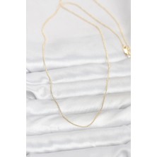 VeraGlobe Buğz cm 14K Gold Renk Ince Top Zincirli 60 cm Kadın Kolye - Buğz