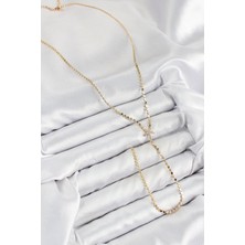 VeraGlobe Buğz Pirinç Zirkon Taşlı Ezme Zincirli Deniz Yıldızı Model Gold Renk Y Kolye - Buğz