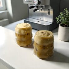 Modern Üzüm Desenli Borosilikat Cam Bardak 350 ml Isıya Dayanıklı Dekoratif Sunum Su ve Kahve Bardağı | Kitchera Home