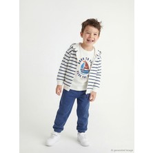 Lcw Ekru Baskılı Erkek Çocuk Hırka Tişört ve Eşofman Altı