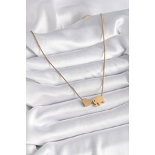 VeraGlobe Buğz 316L Çelik Gold Renk Fil Kalp Figürlü Kadın Kolye - Buğz