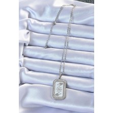 VeraGlobe Buğz 316L Çelik Zincir Gümüş Renk Mineli Zirkon Taşlı Göz Figür Tarot Kolye - Buğz