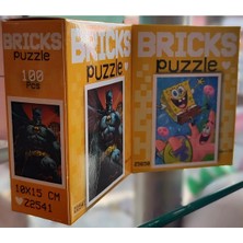 Ada Çanta Kırtasiye 2 Adet Bricks Mini Puzzle Yap Boz (15CM*10CM / 100PARÇA) (Batman/sünger Bob) AD232307