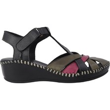 Albini Hakiki Deri Comfort Dolgu Topuk Kadın Sandalet | ALB2660209Y