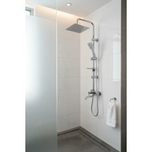 VeraGlobe Buğz Dubai Yeni Nesil Yağmurlama Etkili Krom Duş Robotu Seti - Fonksiyonel Tepe Duş Takımı ( Buğz )