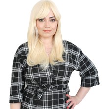 Ergün Collection Düz Perçemli Orta Boy Fiber Sen Peruk / Platin