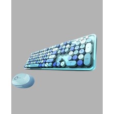 VeraGlobe Buğz Kablosuz Klavye ve Mouse Seti – Sessiz Tuş, Retro Tasarım - Buğz