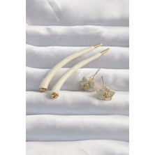 VeraGlobe Buğz Pirinç Krem Renk Botega Küpe - Buğz