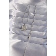 VeraGlobe Buğz 316L Çelik Zincir Gümüş Renk Zirkon Taşlı Ay Yıldız Figürlü Tarot Kolye - Buğz