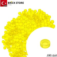 LEGO Yedek Parçalar: 100 Adet 1x1 Tile Round Yuvarlak Fayans Parçası, Şeffaf Sarı Renk (Trans Yellow )