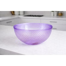 Alika Tekstil ve Ev Gereçleri 4 Litre Şeffaf Mor Sunum Kasesi – Bpa’sız, Çok Amaçlı, Estetik Desenli Büyük Kase 24,9X12,4 cm