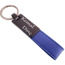 VeraGlobe Buğz Lacivert Deri Metal Anahtarlık