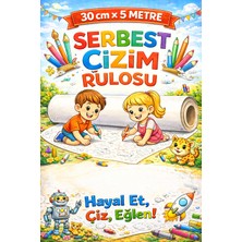 Haydi Dekor 🎨 30 cm x 5 Metre Serbest Çizim Rulosu ✏️ Dev Çizim Kağıdı | Çocuklar ve Öğrenciler Için Yaratıcı Çizim Rulosu 📏 Büyük Boy Boş Çizim Kağıdı