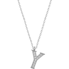 Noip 925 Ayar Gümüş Y Harfi Kadın Gümüş Kolye T6702 (1204)