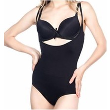 Ergün Collection Siyah Açık Göğüs Çıtçıtlı Dikişsiz Korse
