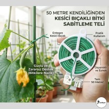 Eşya Dünyası 50 Metre Kendiliğinden Kesici Bıçaklı Bitki, Saksı ve Kablo Sabitleme Teli Bahçe Düzenleme ve Kablo Organizeri