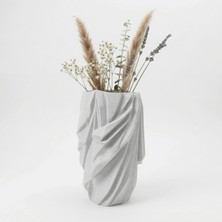 Atatuğ Hediyelik Modern Tasarım Katlanmış Kumaş Efektli Taş Görünümlü Dekoratif Vazo