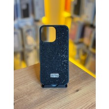 Avcı Teknoloji Market iPhone 16 Pro Max Uyumlu Taşlı Simli Silikon Telefon Kılıfı